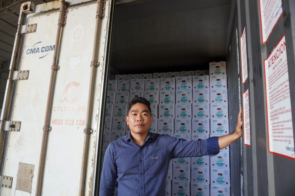 Liam Phan of Adventures Day at a loaded refrigerated container